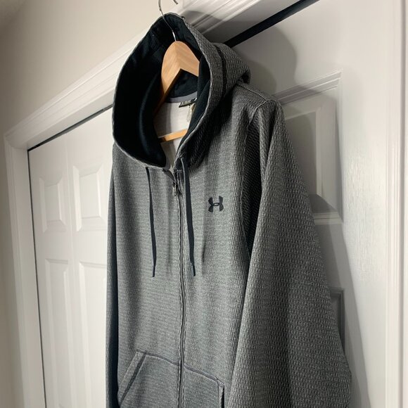 Under Armour Men’s XL Full Zip Hoodie Silver Grey 100% Polyester Athletic Style - Picture 5 of 15